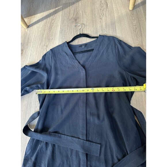 COS Women’s Black Tie Blouse Size 8 V Neck Roll Sleeve Minimalist Career Lyocell - Picture 7 of 8